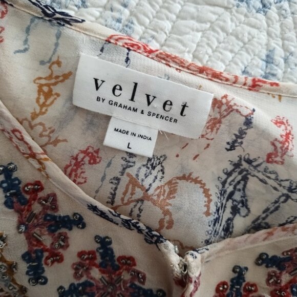 Velvet by Graham and Spencer Chiffon Embroidered Dress L - Picture 4 of 4